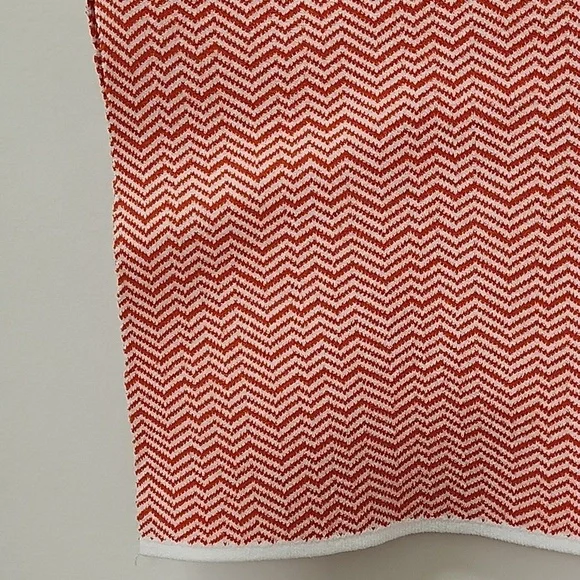 Tory Burch Sport Sleeveless Knit Top Orange White Chevron Size XS - Picture 14 of 17